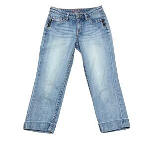 ESPRIT Y2K Boho Embroidered Back Pockets Zipper Detail Cropped Jeans